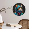 Graffiti - Kat - Zwart - Jas Wandcirkel kunststof plaat 5mm dik klein -sfeer4