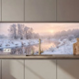 Rivier - Winter - Landschap - Sneeuw - Zonsopgang keuken achterwand 2 middel zz_3dshopping