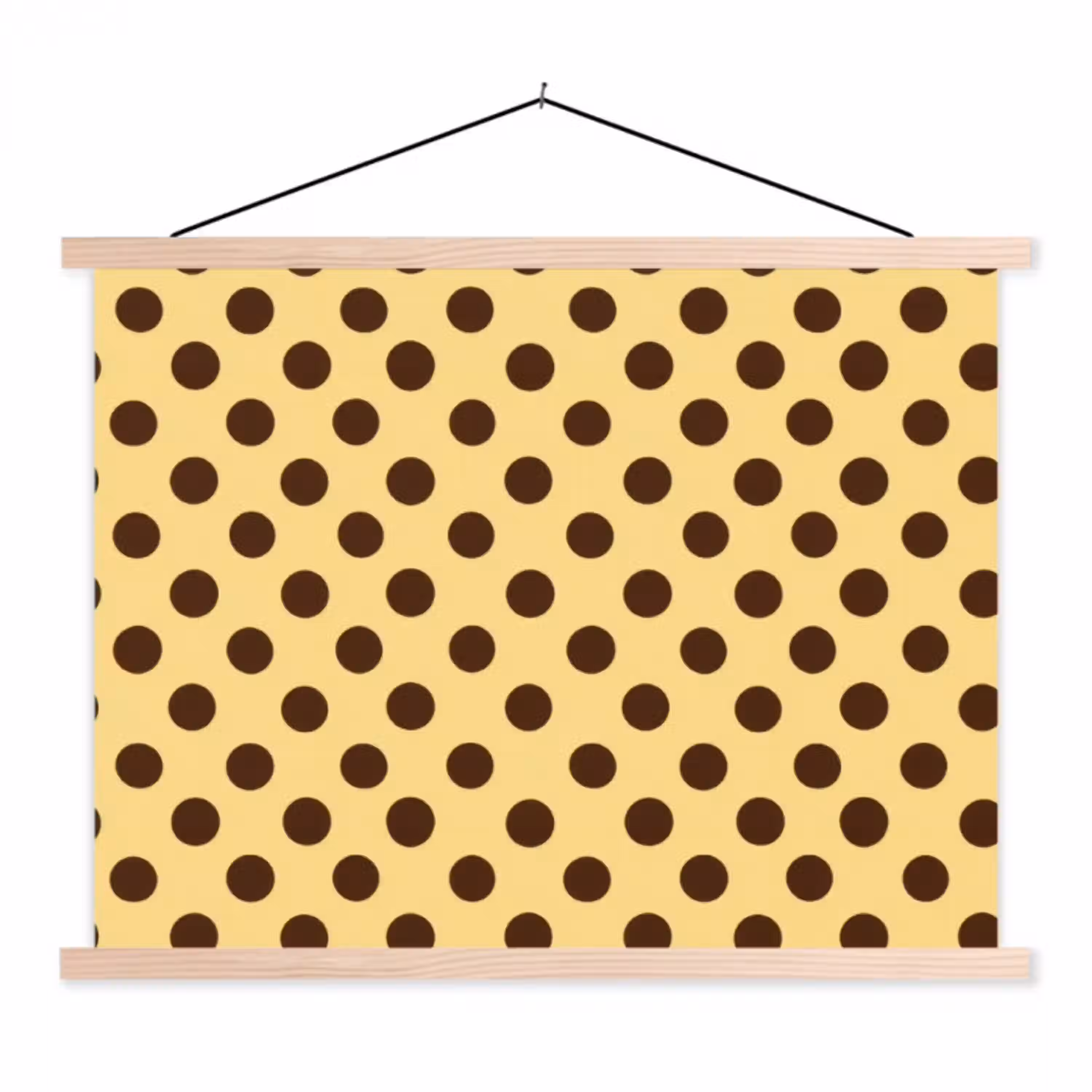Polka Dot - Stippen - Retro - Geel - Bruin textielposter latten blank klein 122 -3d