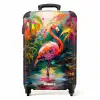 Flamingo in kleurrijke omgeving van olieverf NBS - Handbagage koffer - Kinderen Unisex middel -productfoto_recht