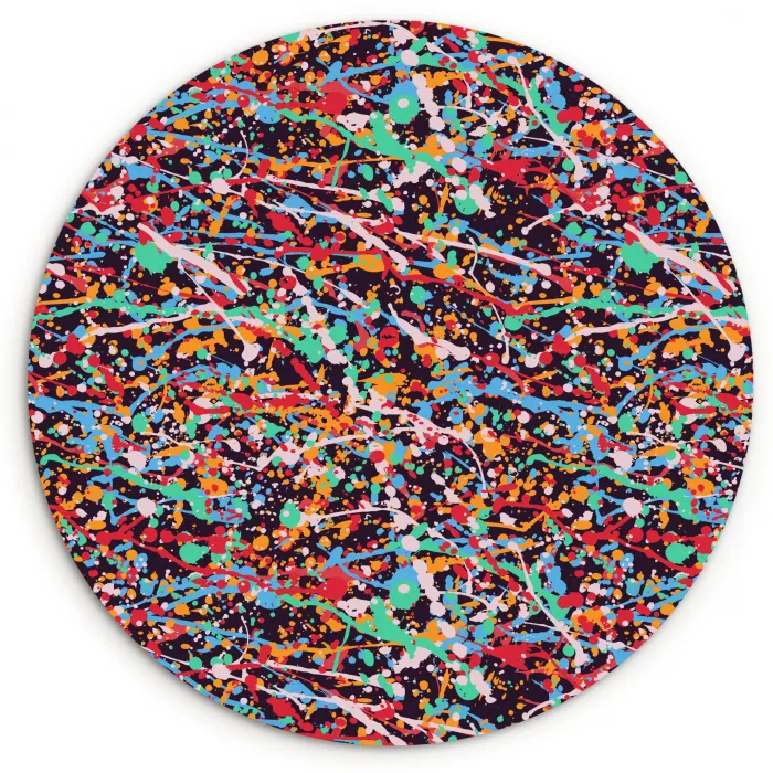 Spat - Abstract - Waterverf - Multi Wandcirkel kunststof plaat 5mm dik klein 188 -3d