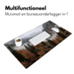 Bergen - Vallei - Mist - Herfst - Natuur Muismat XXL klein -sfeer4