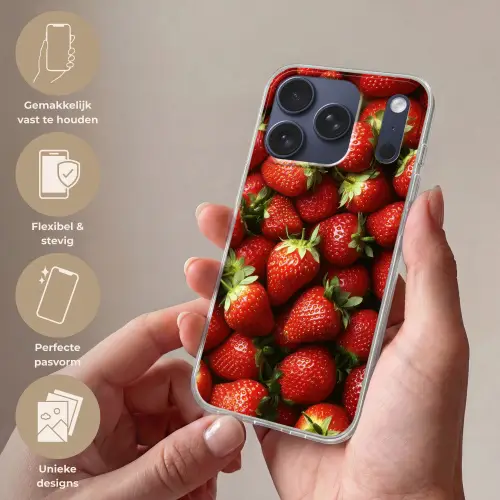 Aardbei - Fruit - Rood Telefoonhoesje iPhone 17 Pro klein -sfeer3_NL