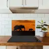 Olifanten - Savanne - Zonsondergang keuken achterwand spatscherm klein -sfeer2