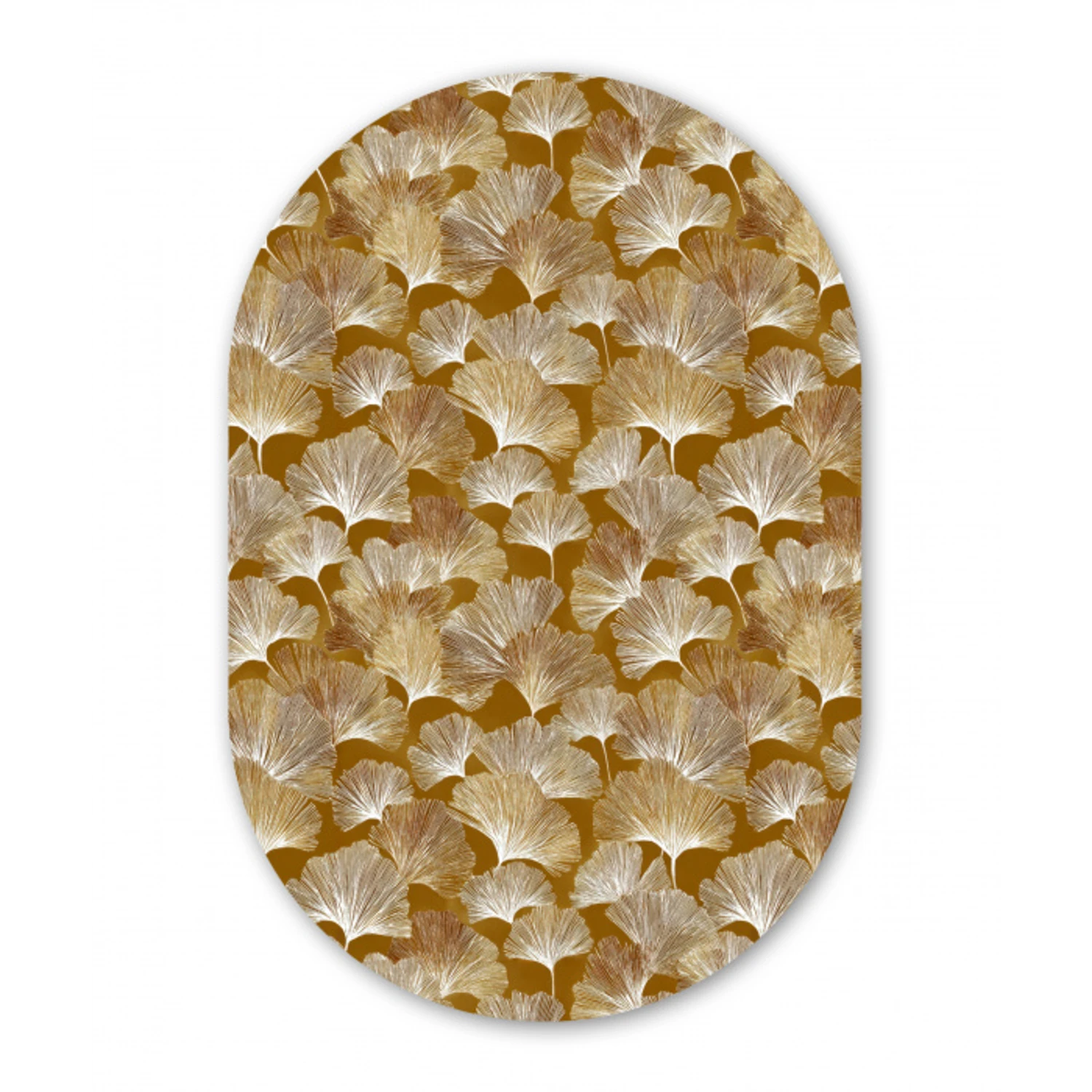 Ginkgo - Bladeren - Goud Wandcirkel Ovaal Forex klein 630 -3d