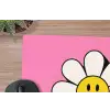Smiley - Bloem - Roze muismat rubber klein -closeup
