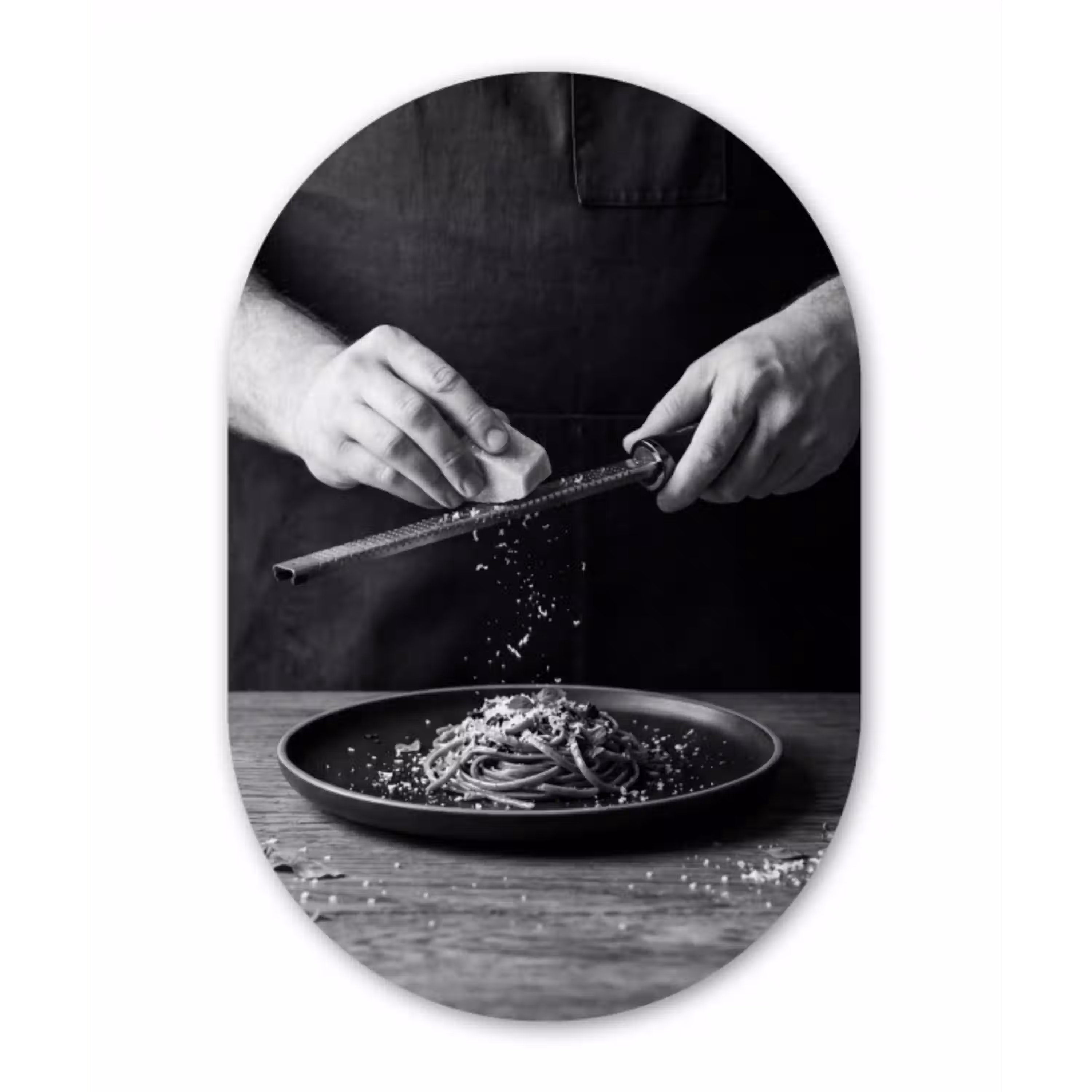 Kaas - Pasta - Rasp Wandcirkel Ovaal Aluminium middel -3d