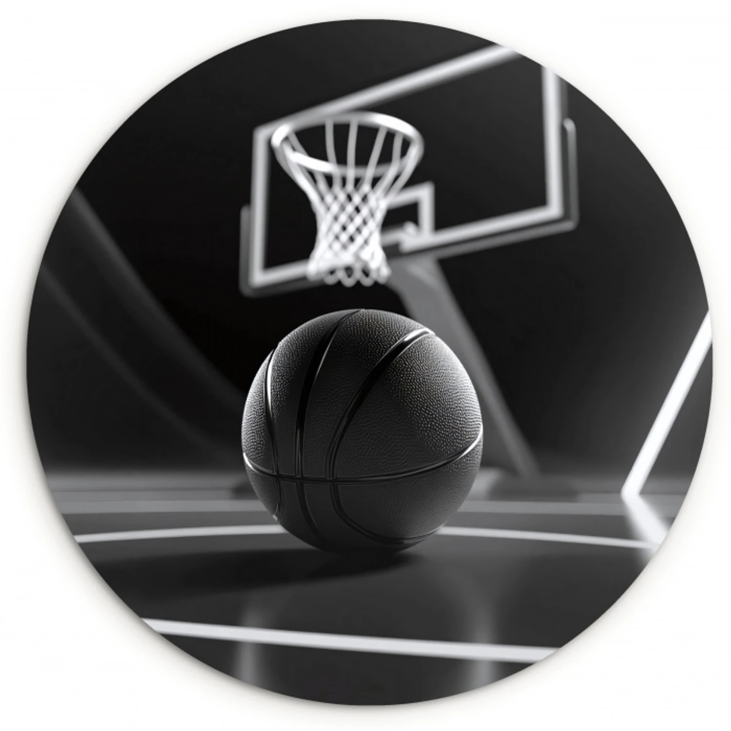 Basketbal - Basketbalveld - Lichtlijnen Wandcirkel kunststof plaat 5mm dik klein -3d