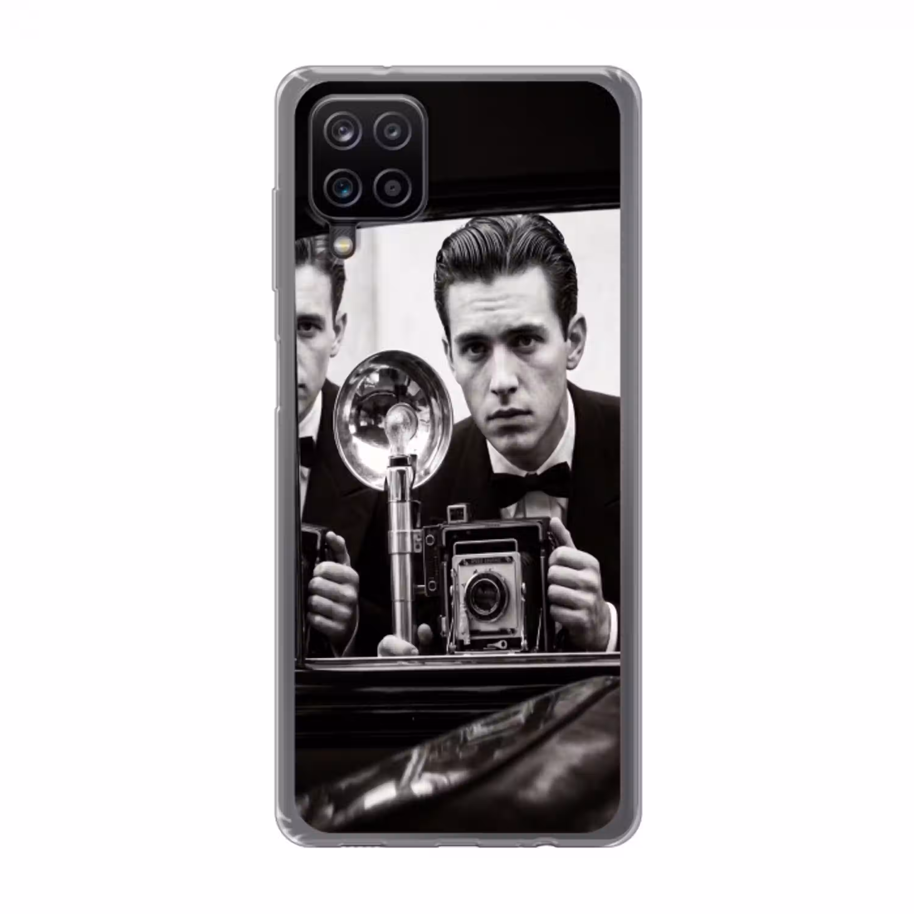 Fotograaf - Camera - Vintage - Journalistiek - Zwart-wit Telefoonhoesje Samsung Galaxy A12 klein -3d