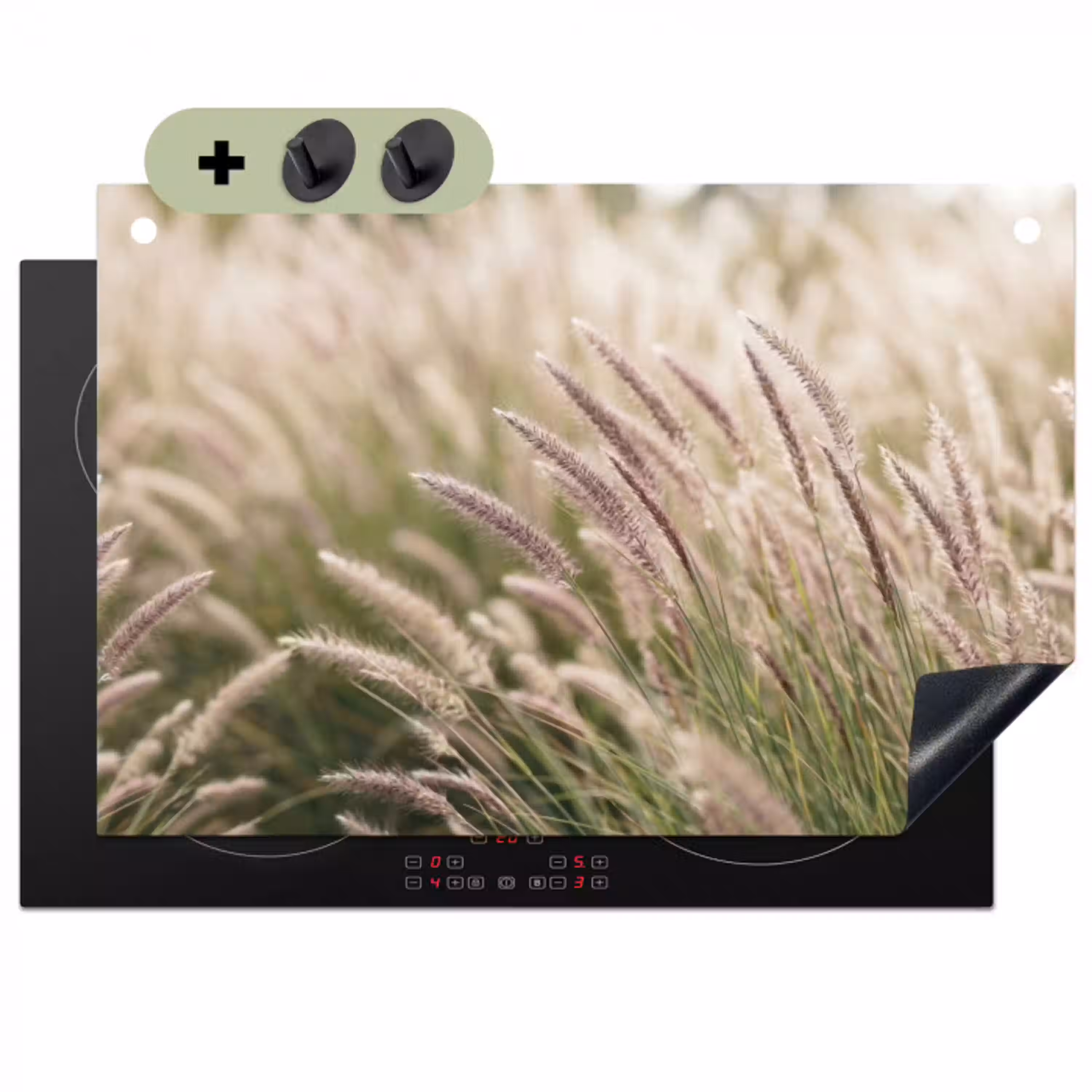 Gras - Close up - Groen Inductie beschemer met haakjes klein -3d