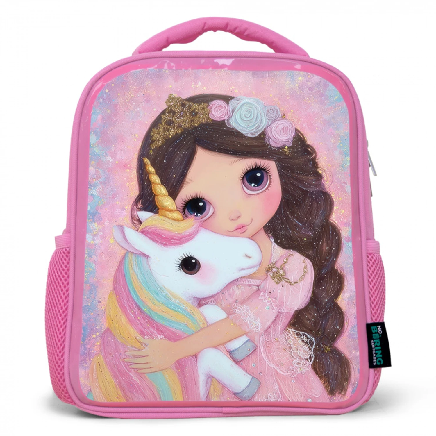 Meisje - Eenhoorn - Glitter Kinderrugzak - Roze middel -3d