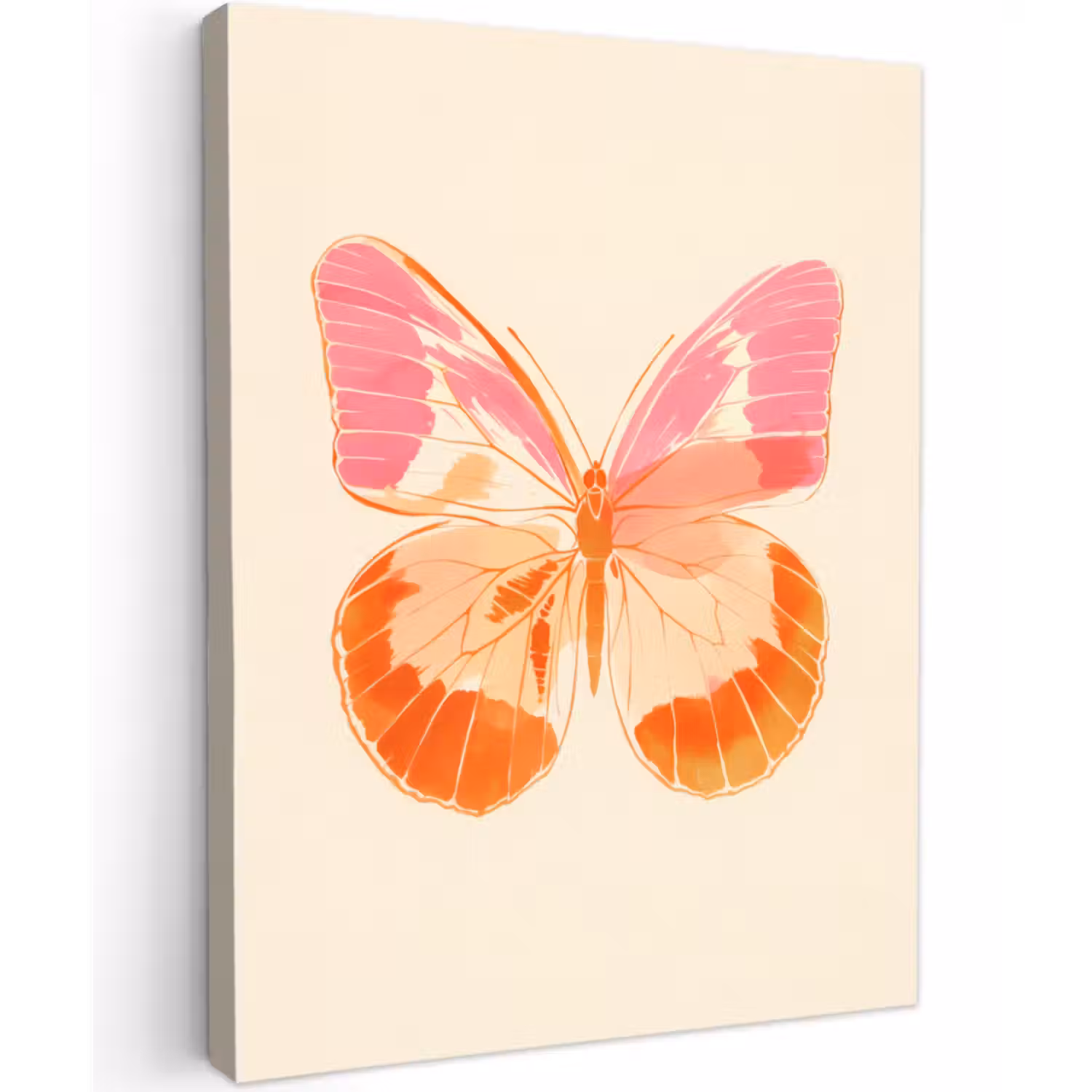 Canvas schilderij - Oranje - Vlinder - Minimalistisch