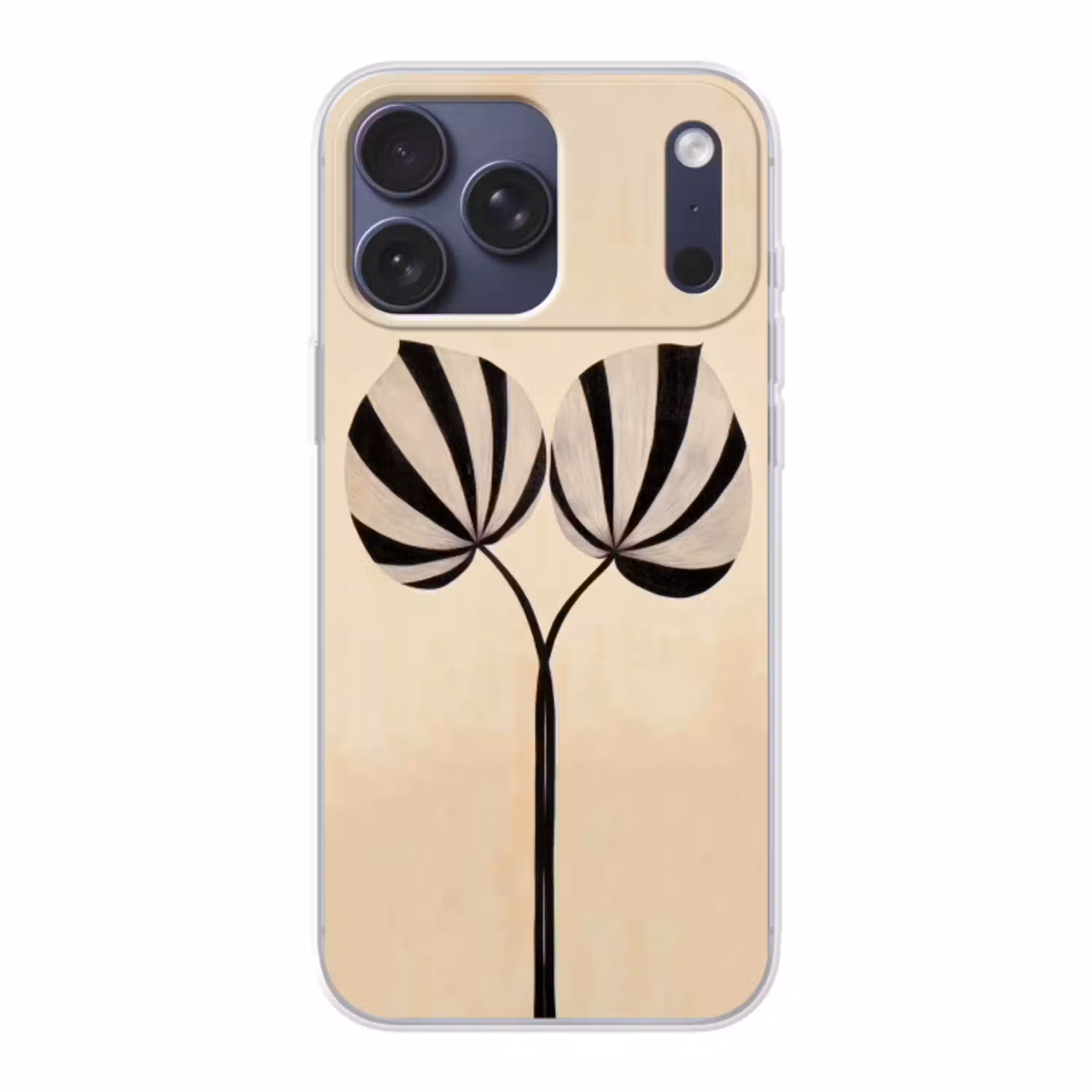 Bladeren - Gestreept - Stengel - Beige Telefoonhoesje iPhone 17 Pro Max klein -3d