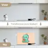 Dino - Boba - kawaii - Oranje keuken achterwand spatscherm klein -voor_na_NL