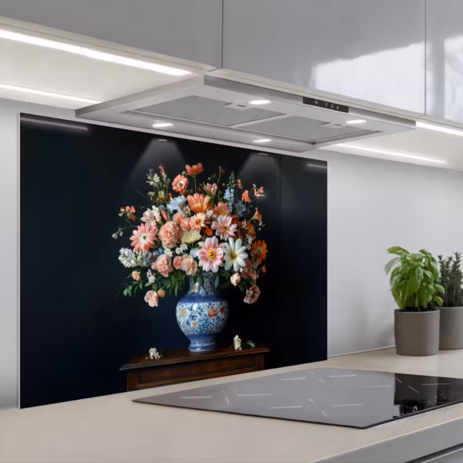 Spatscherm keuken - Hout - Vaas - Kleuren - Bloemen