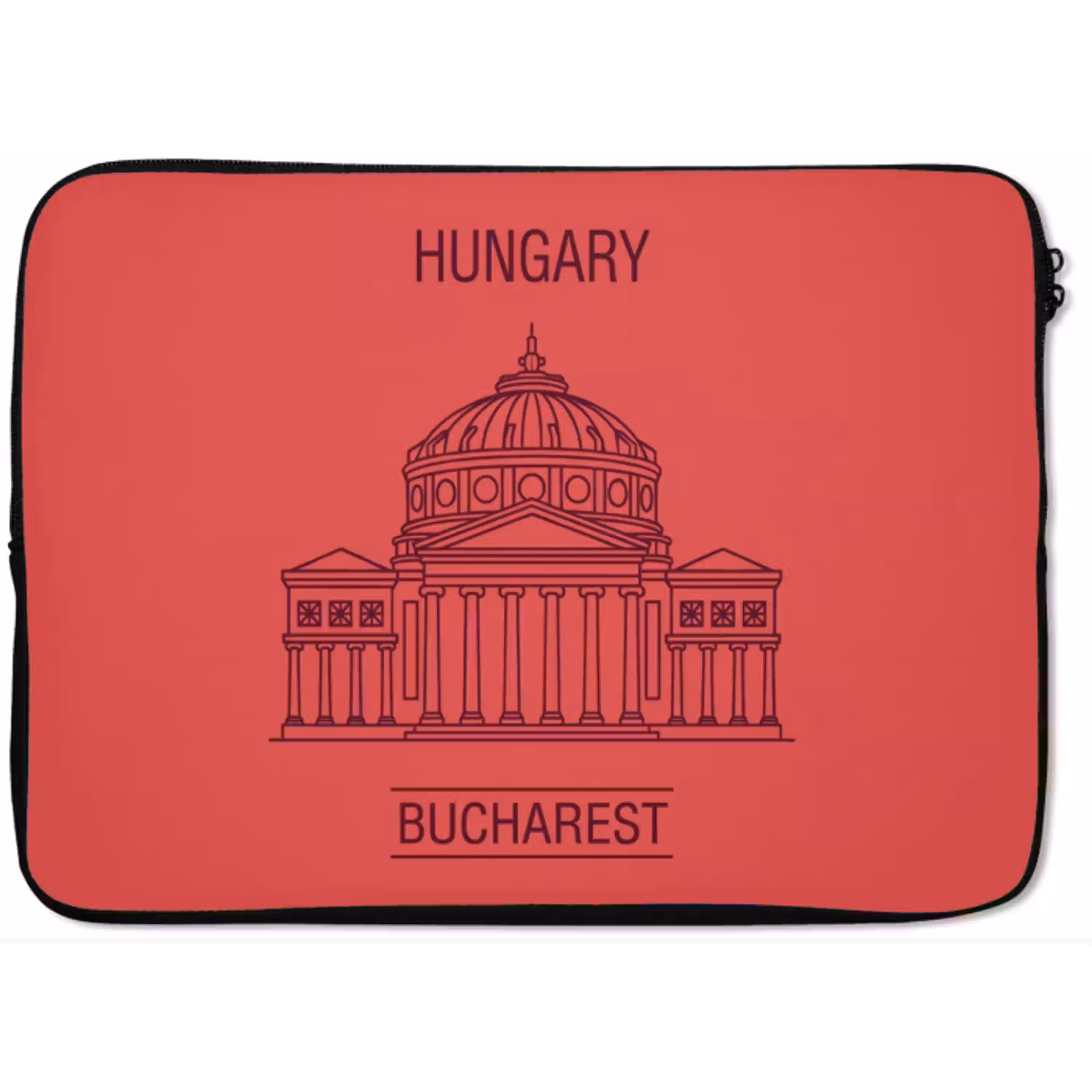 Architectuur - Boekarest - Stedelijk - Lijntekening - Rood laptophoes neopreen klein -zkaufland3dotto