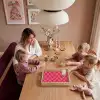 Rood - Roze - Schaakbord - Valentijn Dienblad Rechthoek middel -sfeer4