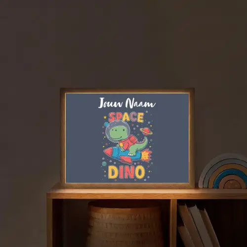 Dino - Raket - Kleurrijk Light Box met batterij (Wandlamp kind) middel -sfeer1_kind
