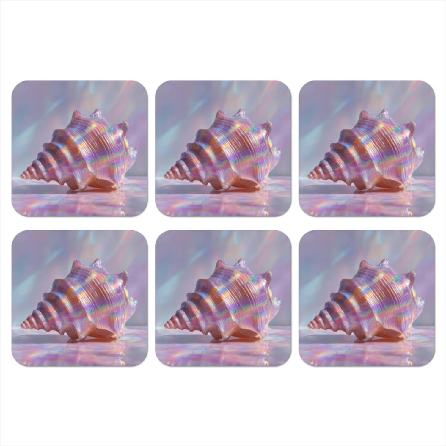 Onderzetters - Schelp - Glanzend - Regenboogtinten | Topdoek.nl