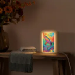 Haai - Koraalrif - Abstract - Kleurrijk Light Box met kabel (Tafellamp) klein -sfeer4