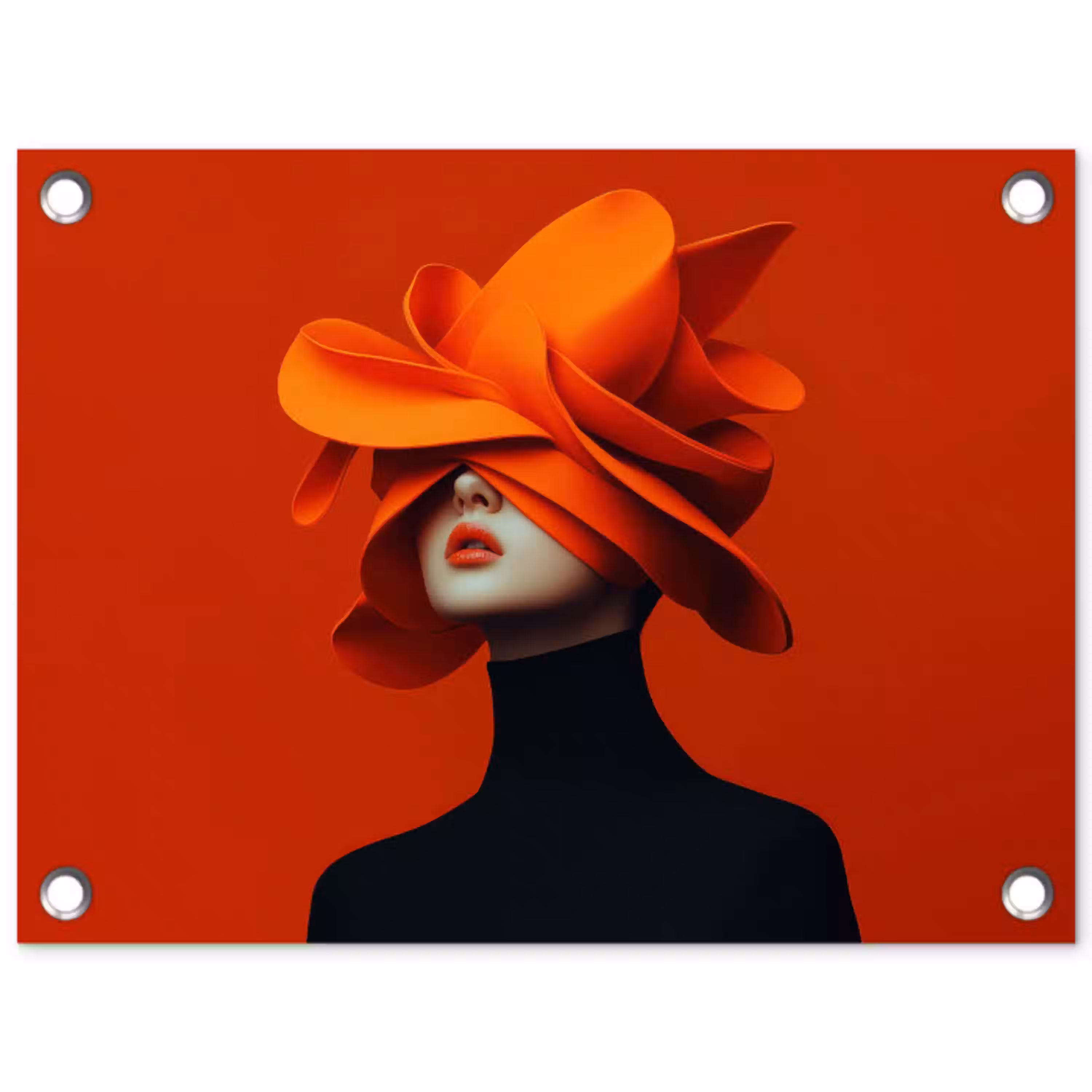 Oranje - Hoed - Vrouw tuinposter los doek klein -3d