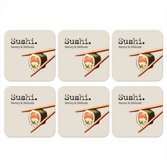 Sushi - Zalm - Rijst - Japans onderzetter kurk middel -3d