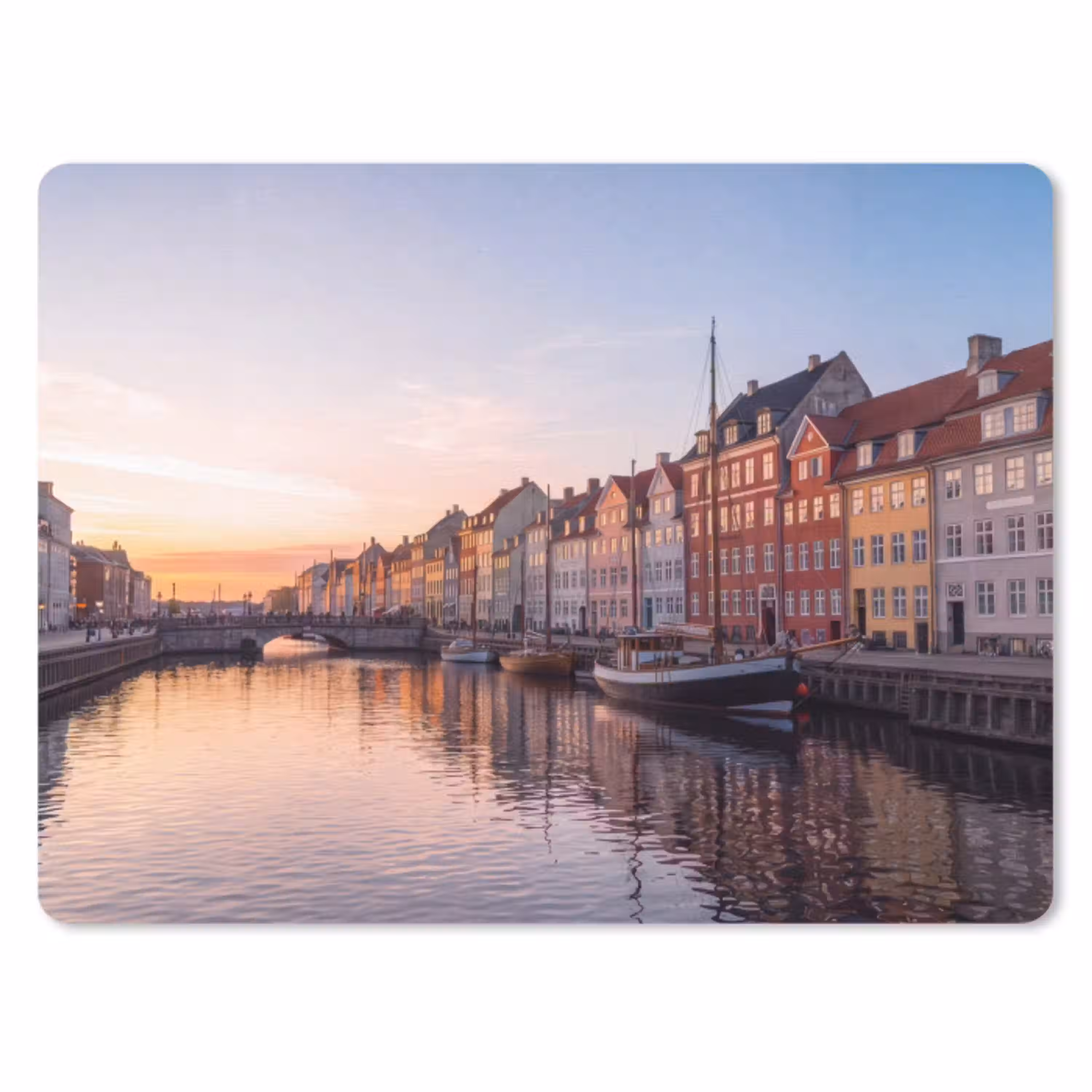 Stad - Gracht - Zonsondergang - Klassiek - Kleurrijk muismat rubber klein -3d