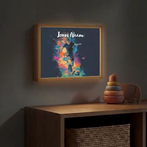 Neon - Voetballer - Kleurrijk Light Box met batterij (Wandlamp kind) middel -sfeer5_kind