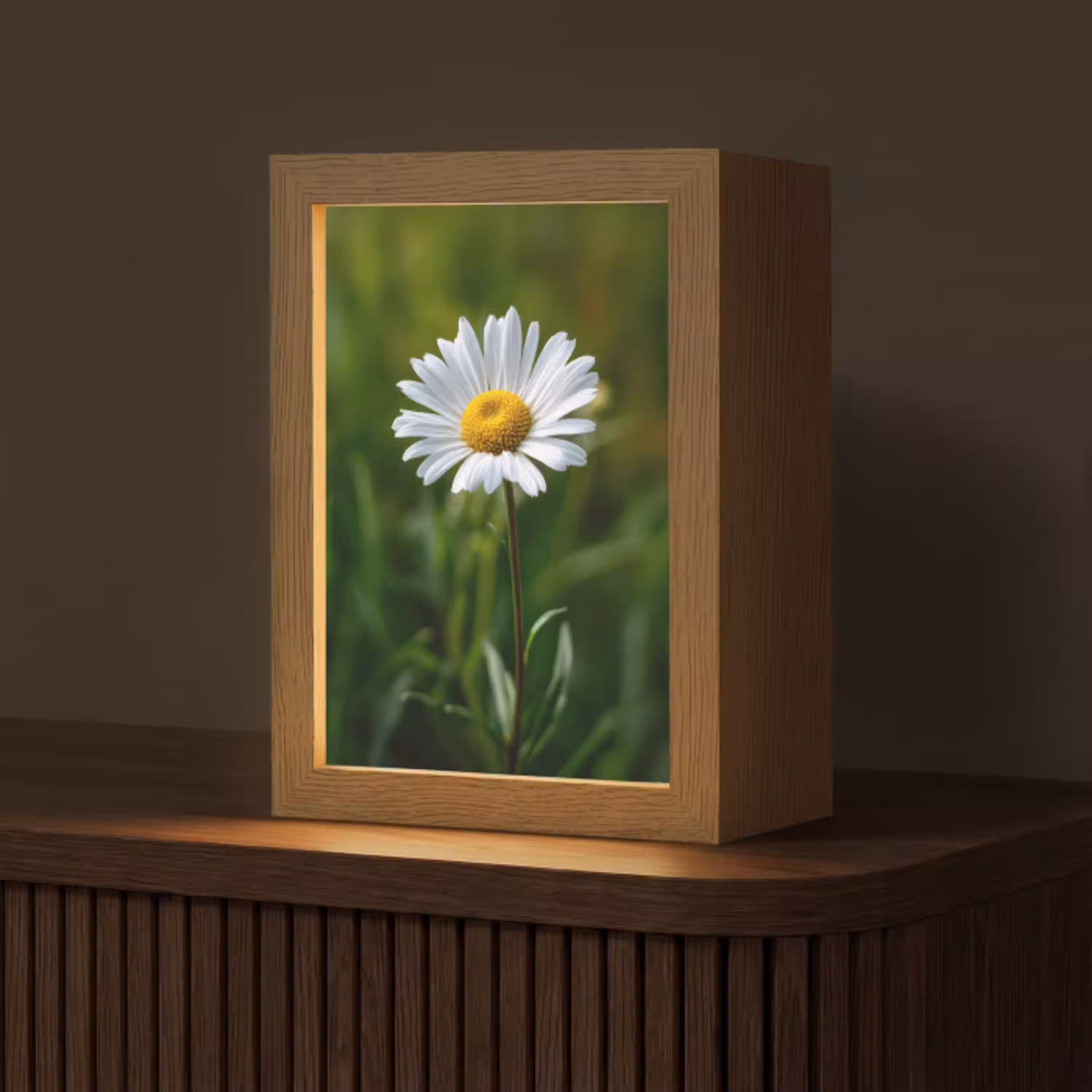 Wit - Madeliefje - Bloem - Gras Light Box met kabel (Tafellamp) klein -z3d_website