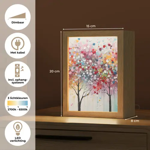 Kunst - Bomen - Natuur - Acryl Light Box met kabel (Tafellamp) klein -USP_NL