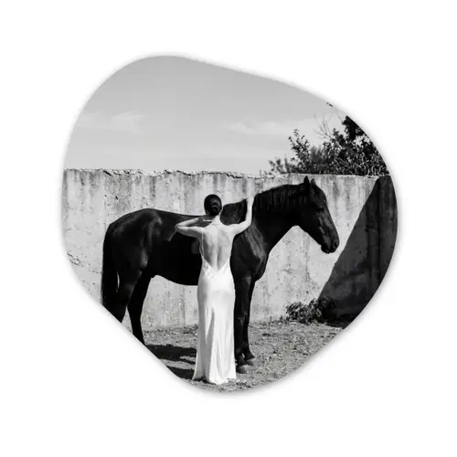 Vrouw - Paard - Artistiek Wandcirkel Organisch Forex 3mm klein -3d