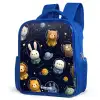 Dieren - Astronaut - Planeten - Sterren Kinderrugzak - Blauw middel -schuin
