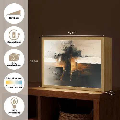 Modern - Zwart - Verf - Goud Light Box met batterij (Wandlamp) middel -USP_websiteoverzichtNL