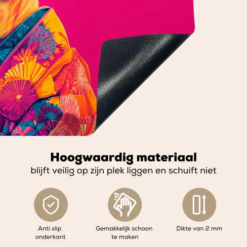 Kameel - Bloemen - Kimono - Waaiers Inductie beschemer met haakjes klein -ky-onderkant-nl