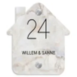 Beige marmer - Klassiek Naambord Huisje klein -3d