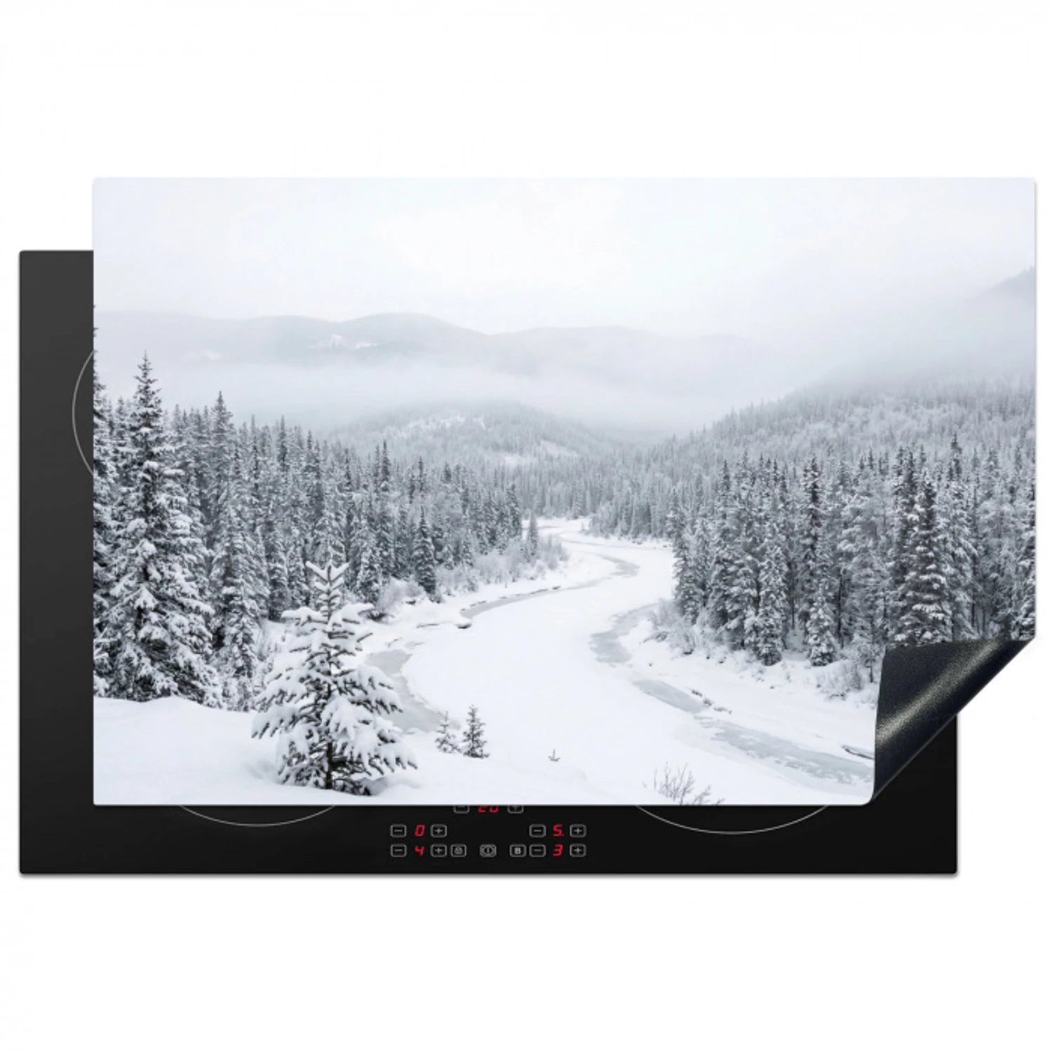 Rivier - Bevroren - Landschap - Winter Inductie beschermer vinyl 3mm klein -3d