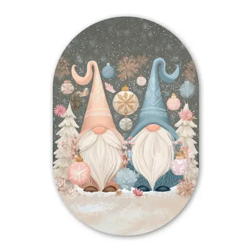 Kerst - Gnomen - Pastel Wandcirkel Ovaal Forex klein -3d