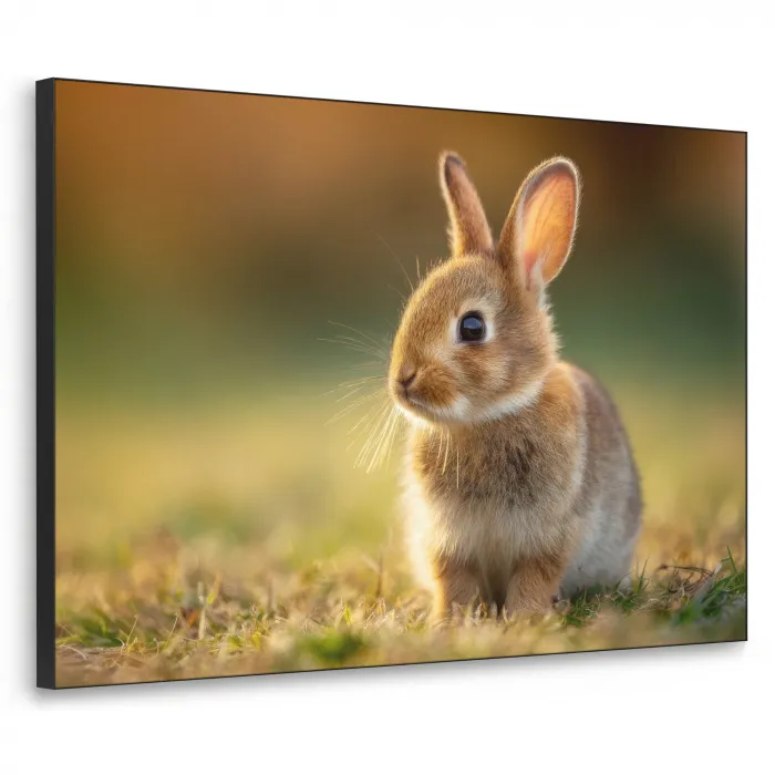 Konijntje - Bruin - Gras Textielframe zwart klein -3d