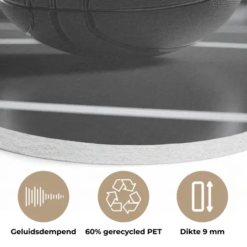 Basketbal - Basketbalveld - Lichtlijnen Akoestische PET Vilt - Rond klein -closeup_NL