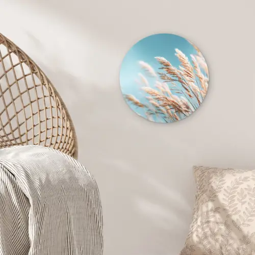 Siergras - Wind - Lichtbruin Wandcirkel kunststof plaat 5mm dik klein -sfeer5