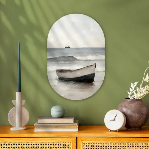 Roeiboot - Zee - Horizon Wandcirkel Ovaal Forex klein -sfeer2