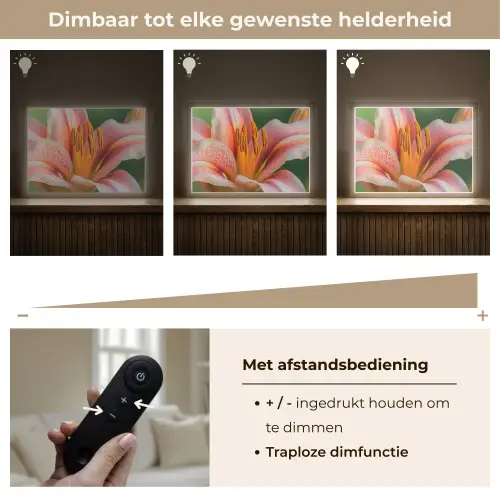 Lelie - Close up - Lichtroze Light Box met batterij (Wandlamp) middel -USP_dimbaarNL