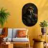 Beer - Bruin - Pak - Hoed Wandcirkel Ovaal Glas middel -sfeer4
