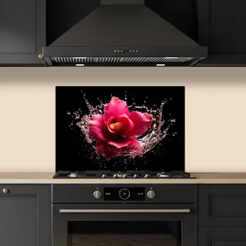 Bloemen - Roze - Water - Zwart - Botanisch - Natuur keuken achterwand spatscherm klein -sfeer1