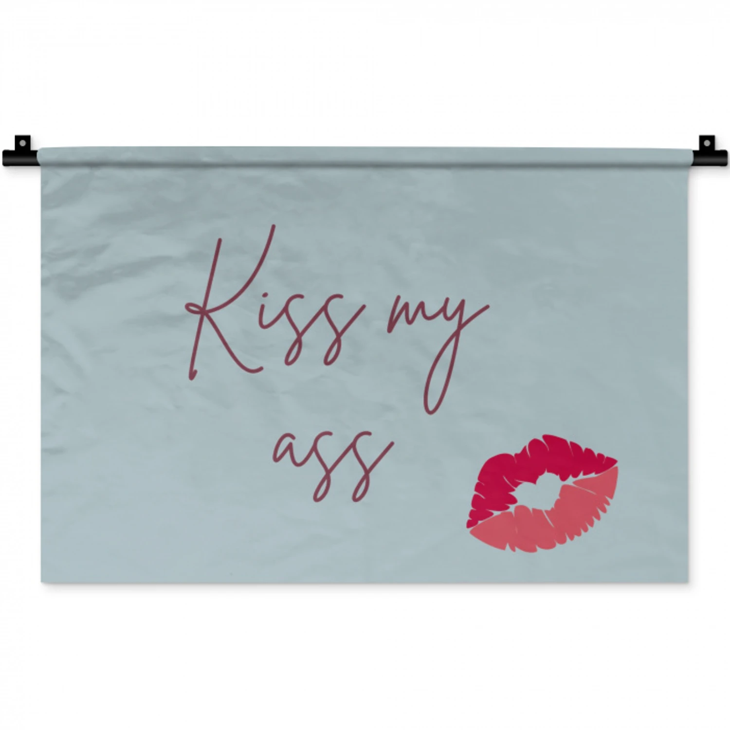 Kiss my ass - Lip - Blauw Wandkleed katoen klein -zz3d