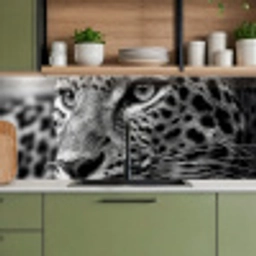 Luipaard - Zwart - Wit - Oog keuken achterwand 2 middel -sfeer3