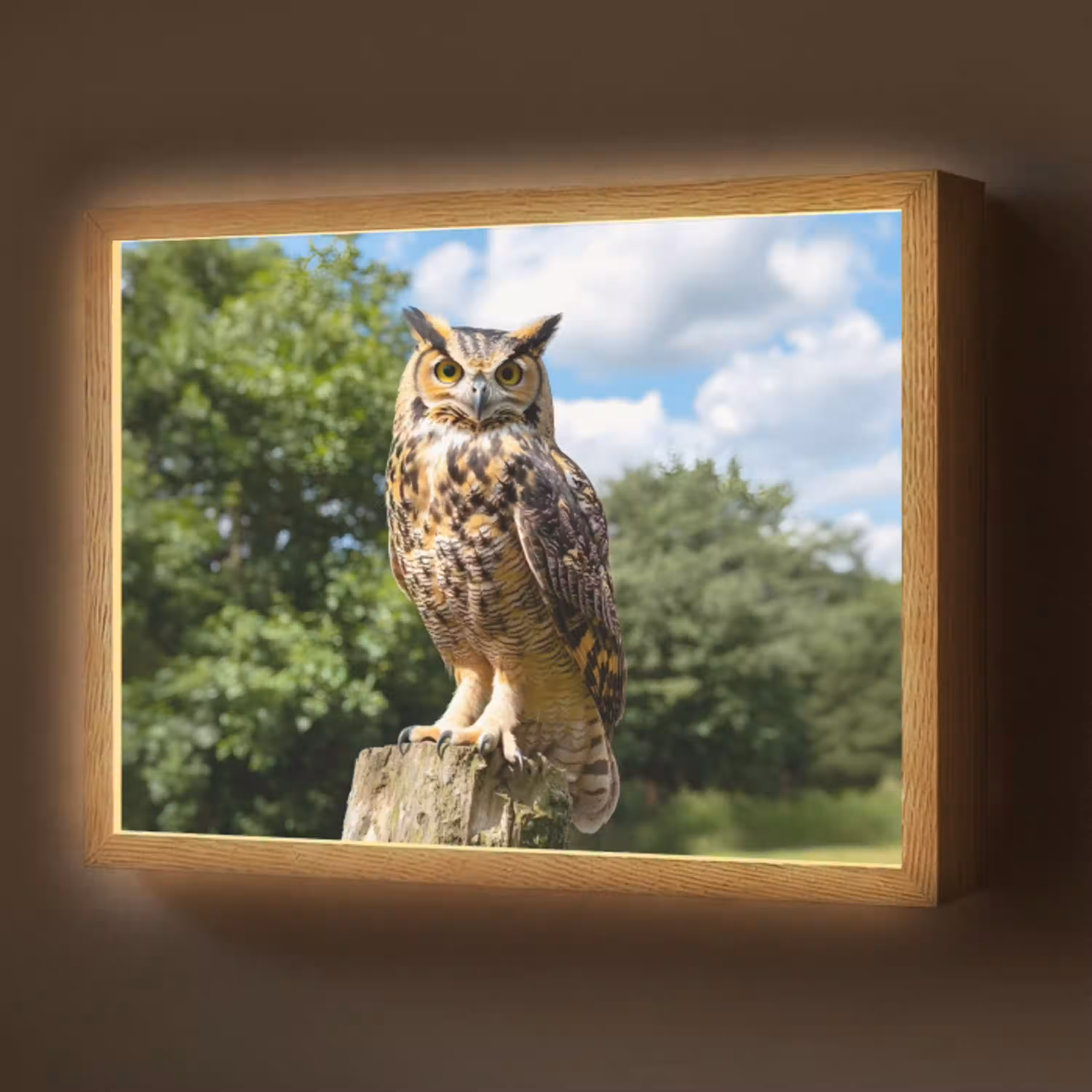 Uil - Boomstronk - Bos - Lucht Light Box met batterij (Wandlamp) middel -z3d_website