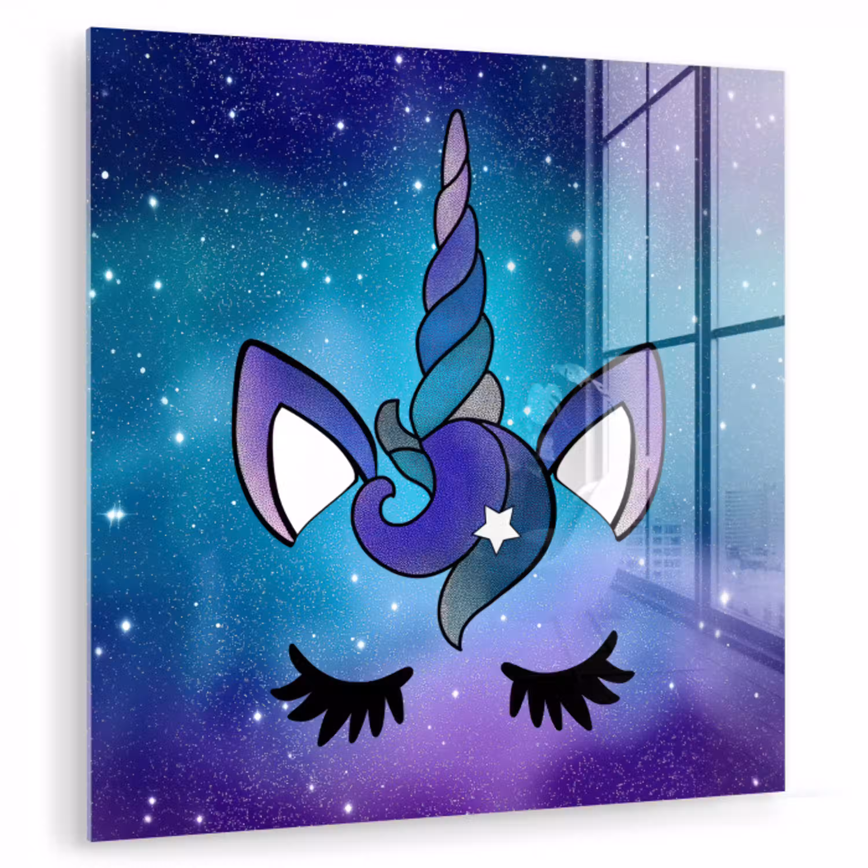 Eenhoorn - Sterrenhemel - Ster - Blauw plexiglas 5mm klein -zzzproduct_nieuw