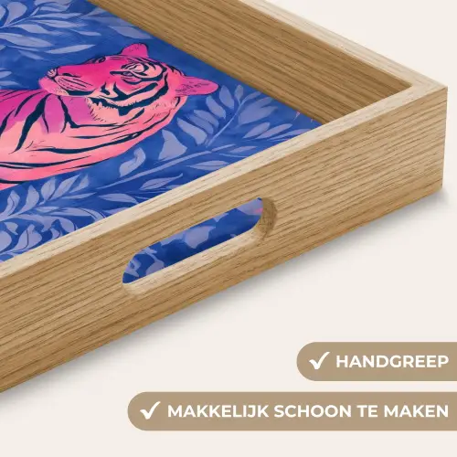 Tijger - Roze - Bladeren - Jungle Dienblad Rechthoek middel -USP_HandgreepNL