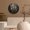 Siergras - Pluimen - Verlichting - Zwart Wandcirkel behangsticker klein -sfeer1